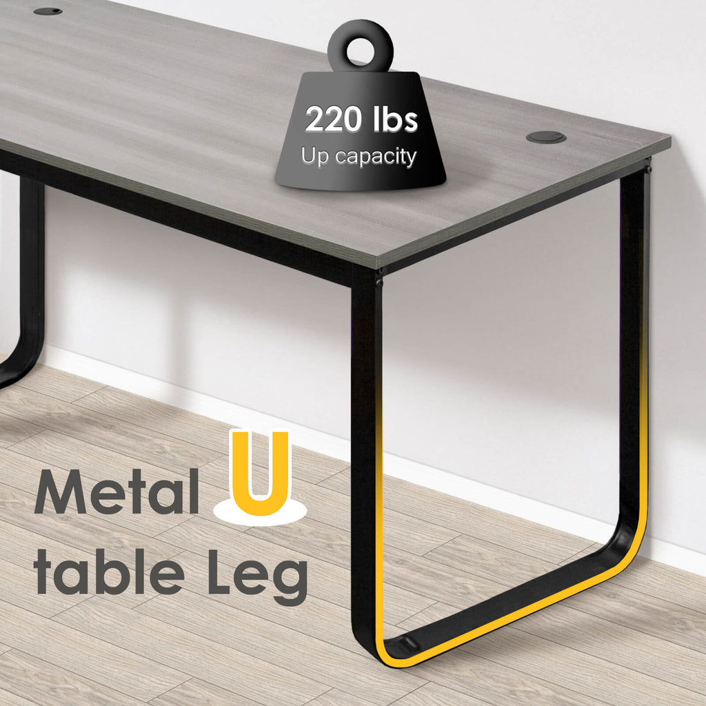 J.M.Deco 55" Computer Desk  Industrial Metal Frame  Oak Grey  Home Office metal table leg