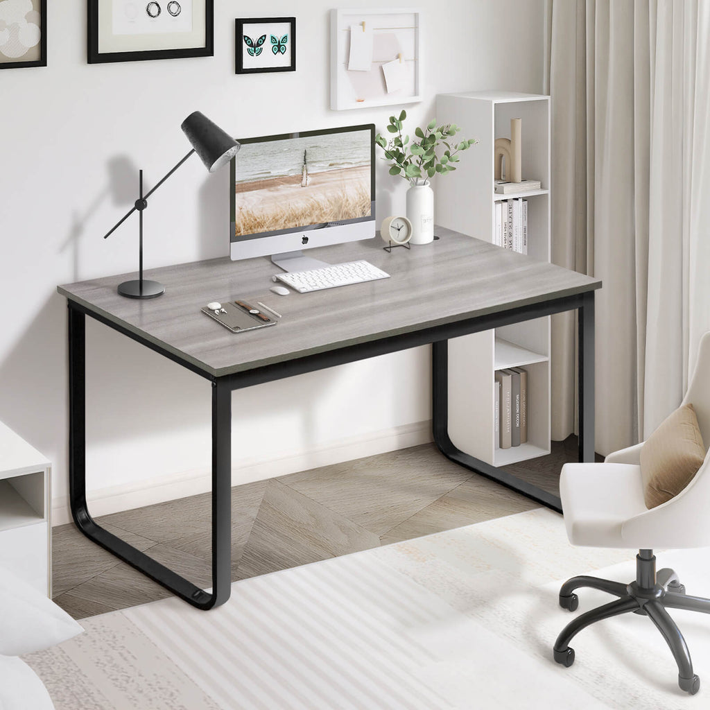 J.M.Deco 55" Computer Desk  Industrial Metal Frame  Oak Grey  Home Office main
