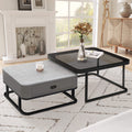 J.M.Deco Nesting Coffee Table Set of 2   27.5" Tempered Glass & Marble Top   Modern Farmhouse main