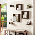 J.M.Deco Wall Mounted Floating Shelves  Set of 7 3 Square Shelves & 4 L  Shaped Shelves   Creative Grid Wall Decor for Bedroom  Living Room  Farmhouse display